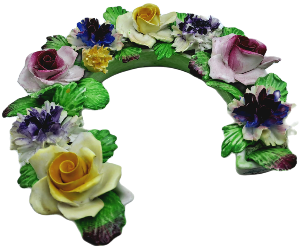 2 Vintage Best Bone China Denton China Floral Horseshoes-a few small chips