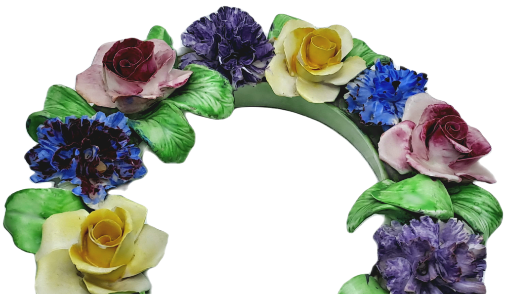 2 Vintage Best Bone China Denton China Floral Horseshoes-a few small chips