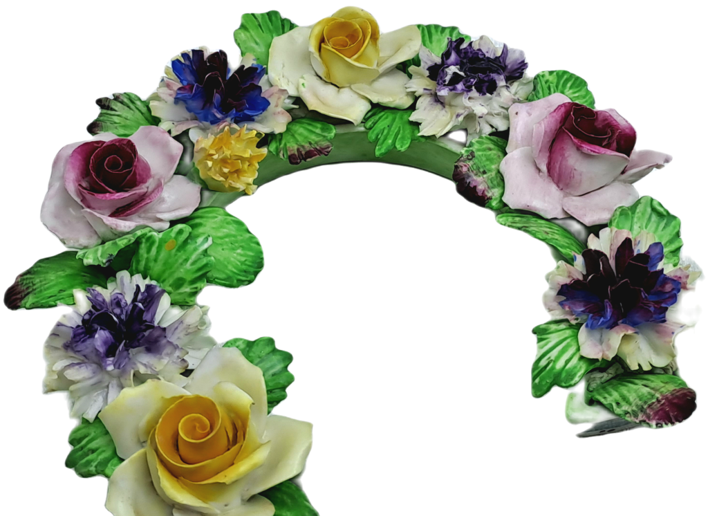 2 Vintage Best Bone China Denton China Floral Horseshoes-a few small chips