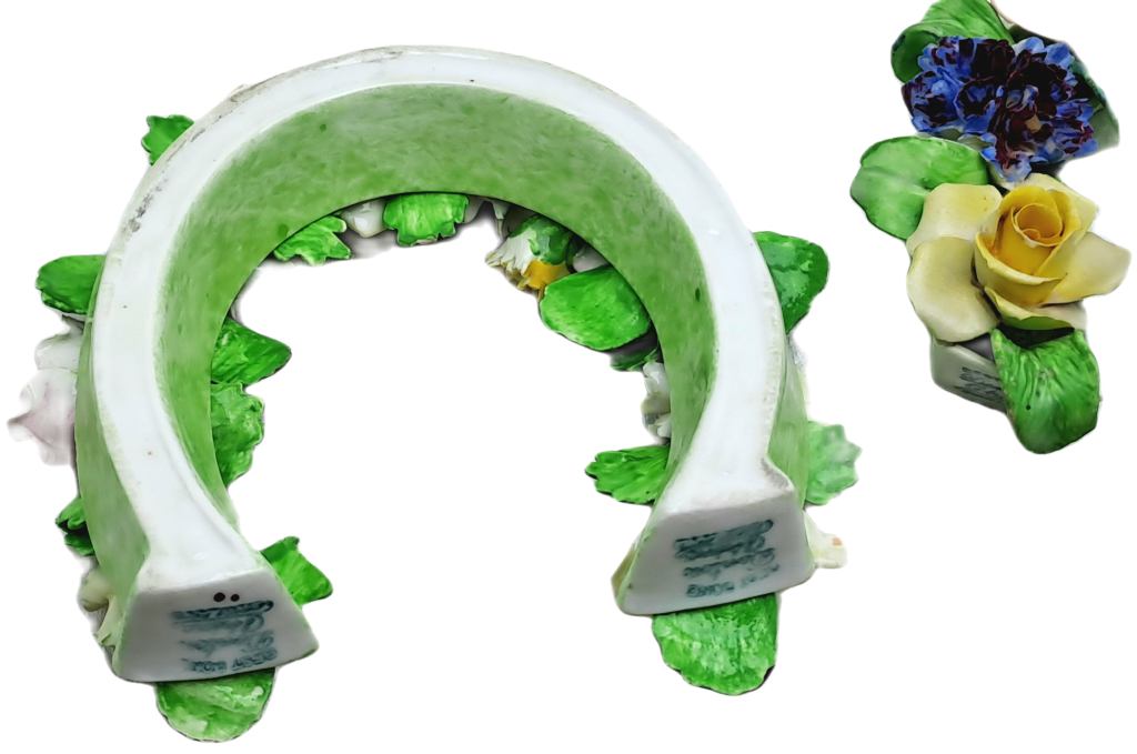 2 Vintage Best Bone China Denton China Floral Horseshoes-a few small chips