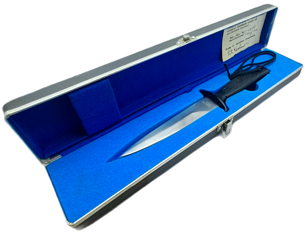 Vintage Metal Kershaw Knife Case with an Unknown Combat Knife