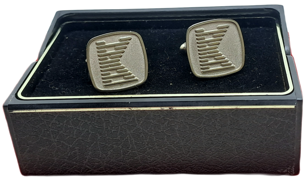 A Pair of Vintage Silver Plated  Cufflinks with letter K -Boxed