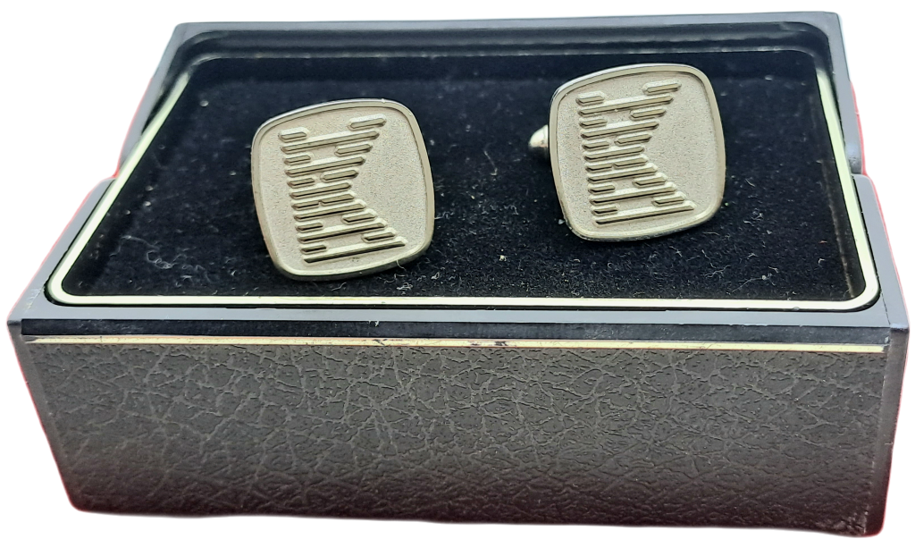 A Pair of Vintage Silver Plated  Cufflinks with letter K -Boxed