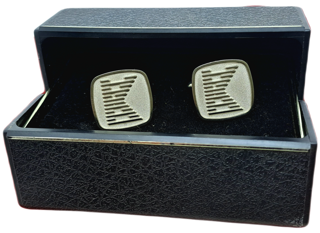 A Pair of Vintage Silver Plated  Cufflinks with letter K -Boxed