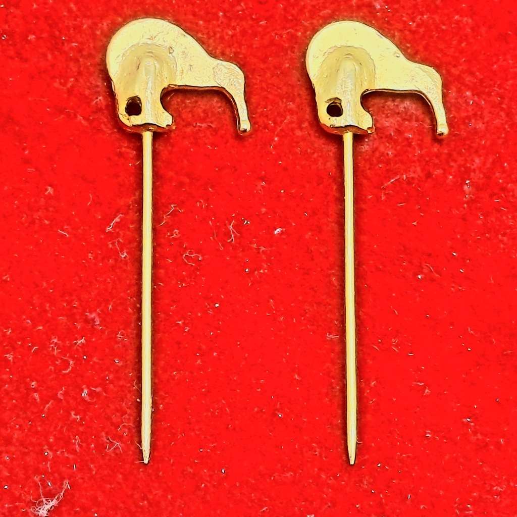 2 Vintage Gold Tone KIWI Lapel Pins