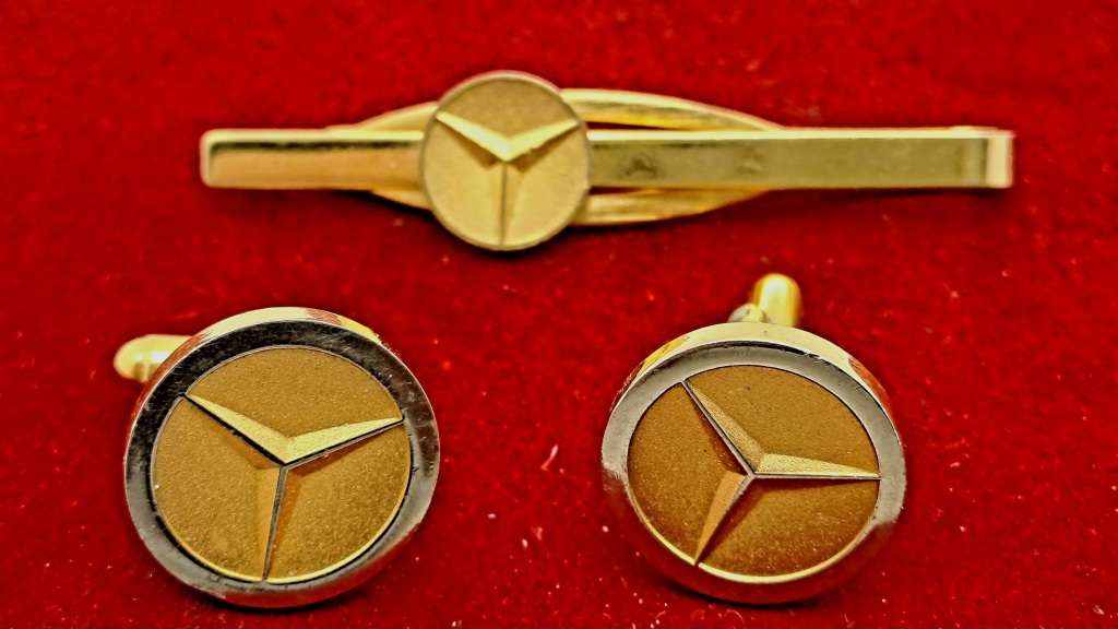 Vintage Mercedes Benz Cufflinks and Tie Clip set -No Box