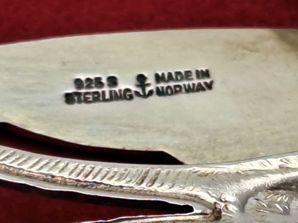 Vintage Designer 1950`s Norway Sterling 925 BLUE BIRD Brooch (Enamel have some damage)