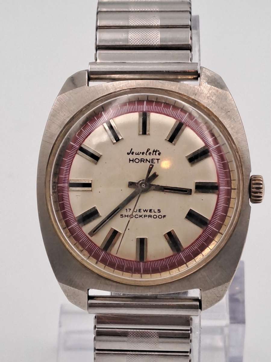 Vintage Swiss Jewelette Hornet Mens Mechanical Watch -17 Jewels -NOT WORKING