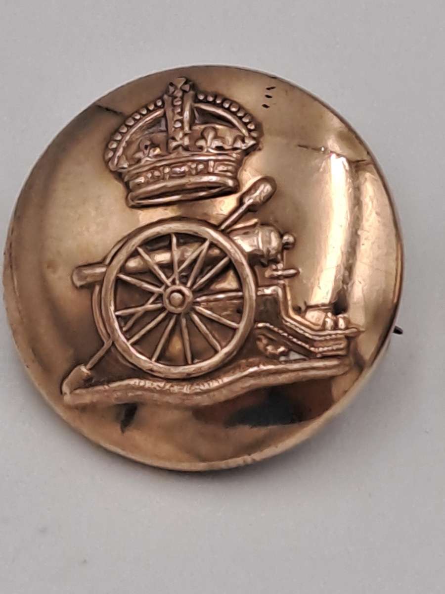 2 Original WW1 Royal Artillery Regiment Tunic Buttons- 26mm-one is missing the pin