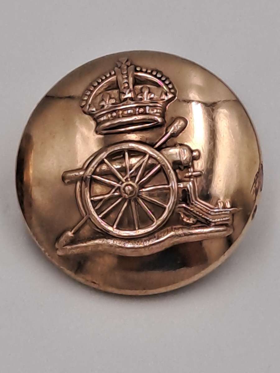 2 Original WW1 Royal Artillery Regiment Tunic Buttons- 26mm-one is missing the pin