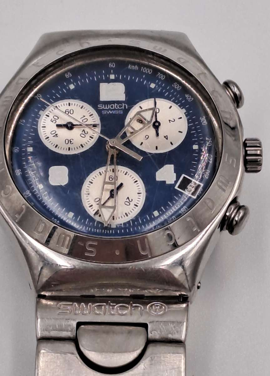 Pre-Owned AG1999 Mens Swiss Swatch IRONY Chrono Mesmeric Blue Watch