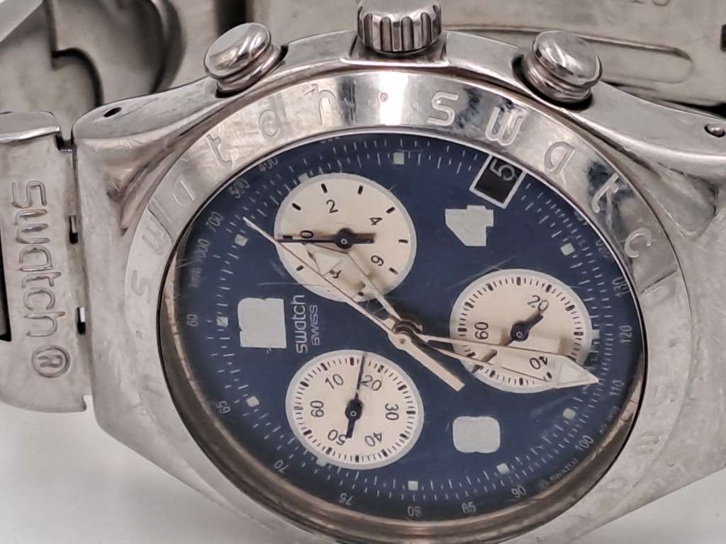 Pre-Owned AG1999 Mens Swiss Swatch IRONY Chrono Mesmeric Blue Watch