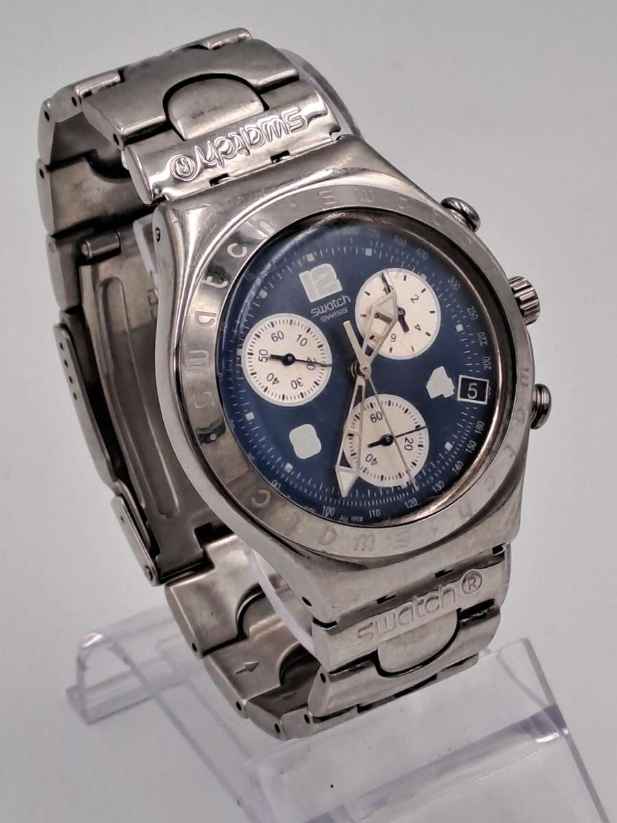 Pre-Owned AG1999 Mens Swiss Swatch IRONY Chrono Mesmeric Blue Watch