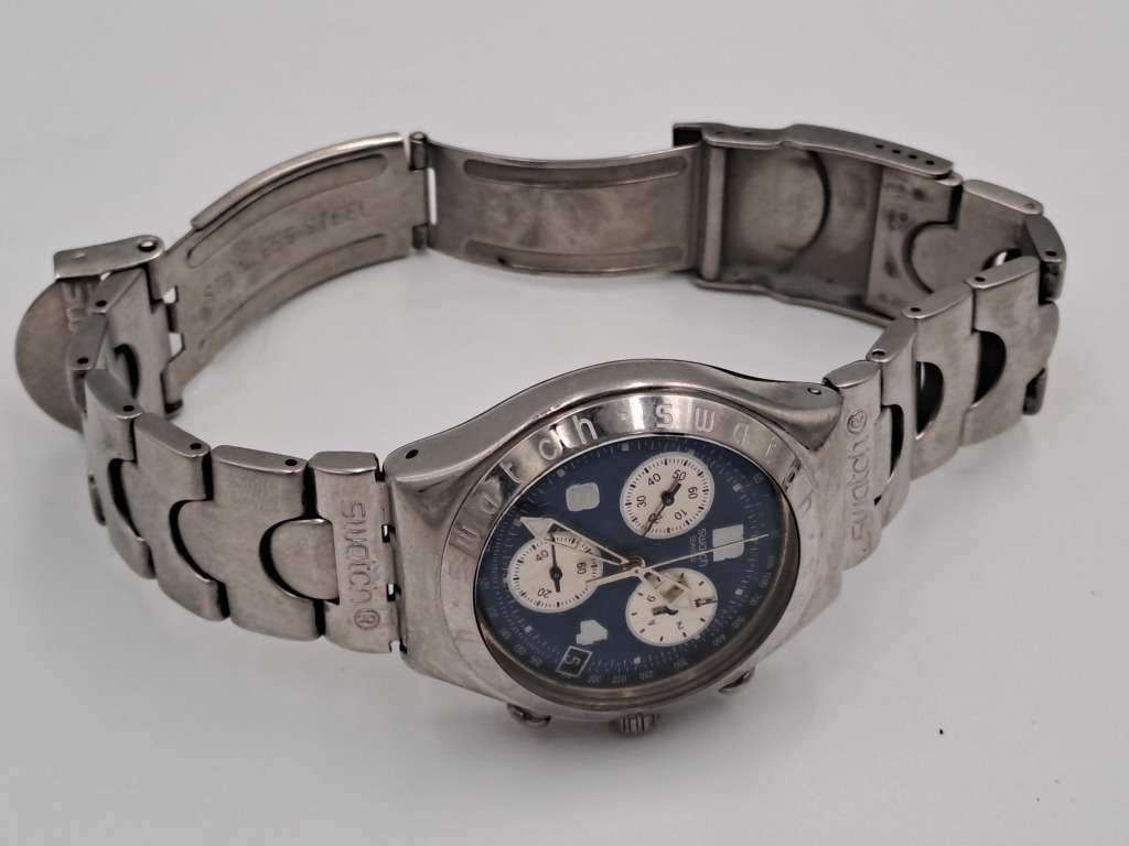 Pre-Owned AG1999 Mens Swiss Swatch IRONY Chrono Mesmeric Blue Watch