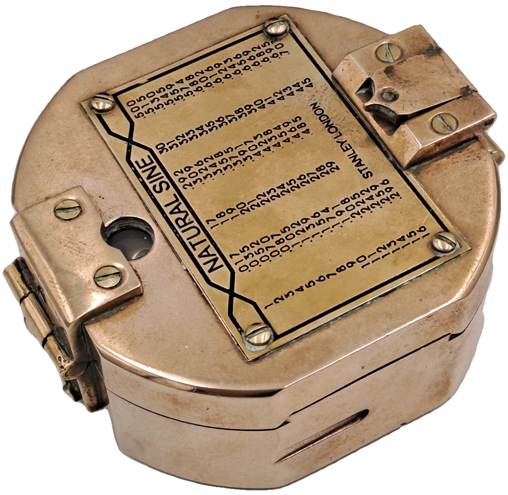 1940`S Stanley London Natural Sine Solid Brass Compass-in Wooden Box