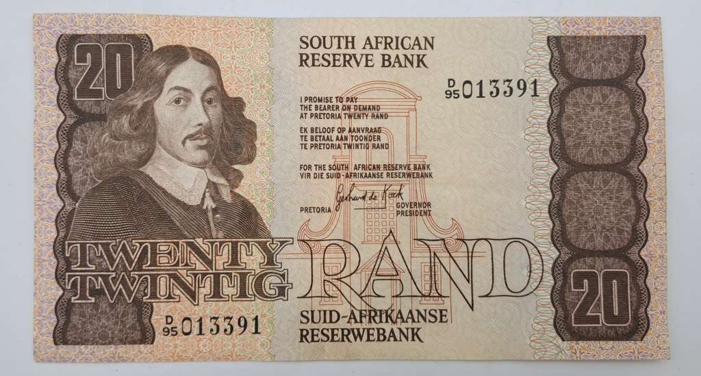 1981 G.P.C. de Kock  -D95 Prefix - South Africa R20-  20 Rand Bank note -