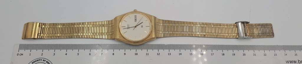 Vintage 1979 Seiko Mens Day-Date Quartz Gold Tone Watch- Working