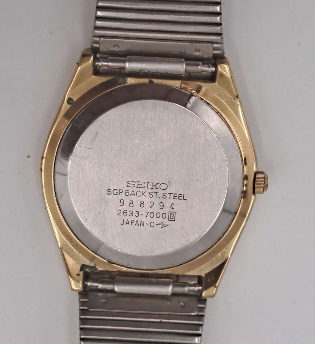 Vintage 1979 Seiko Mens Day-Date Quartz Gold Tone Watch- Working