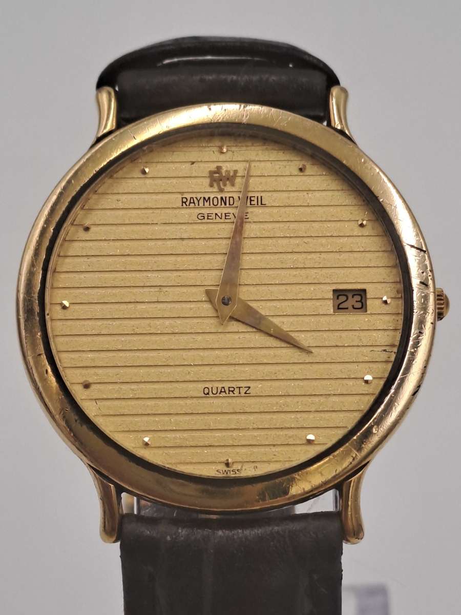 Pre-Owned  Swiss Raymond Weil Geneve 18ct Gold Electroplated Quartz watch- Working
