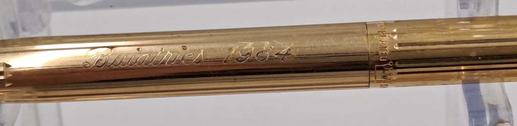 Vintage white dot Sheaffer Gold Electroplated  Ballpoint Pen and pencil - In Case-Ink ok- ENGRAVED