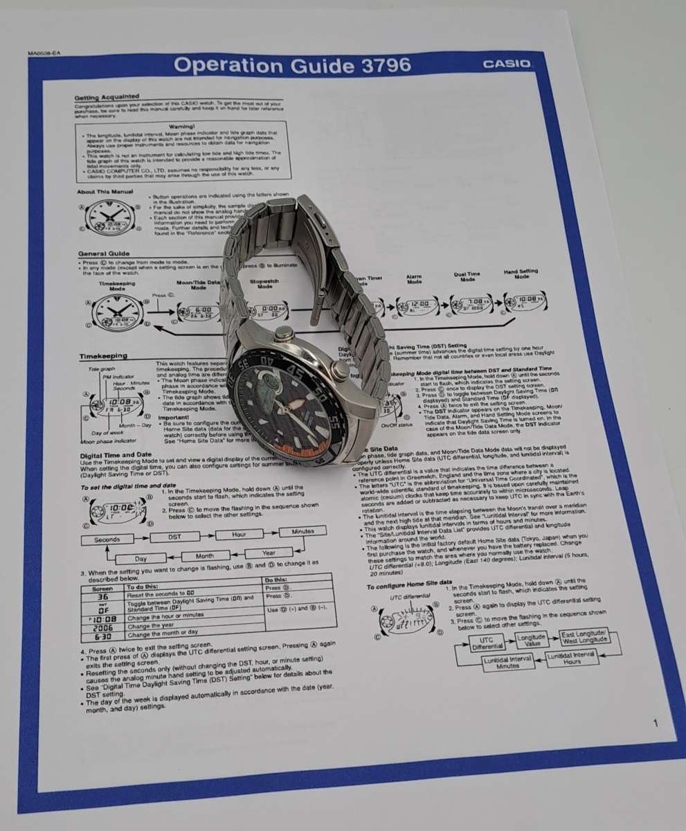 Vintage  Pre-Owned Casio Analog Digital Marine Gear AMW-710 Mens Watch -Working