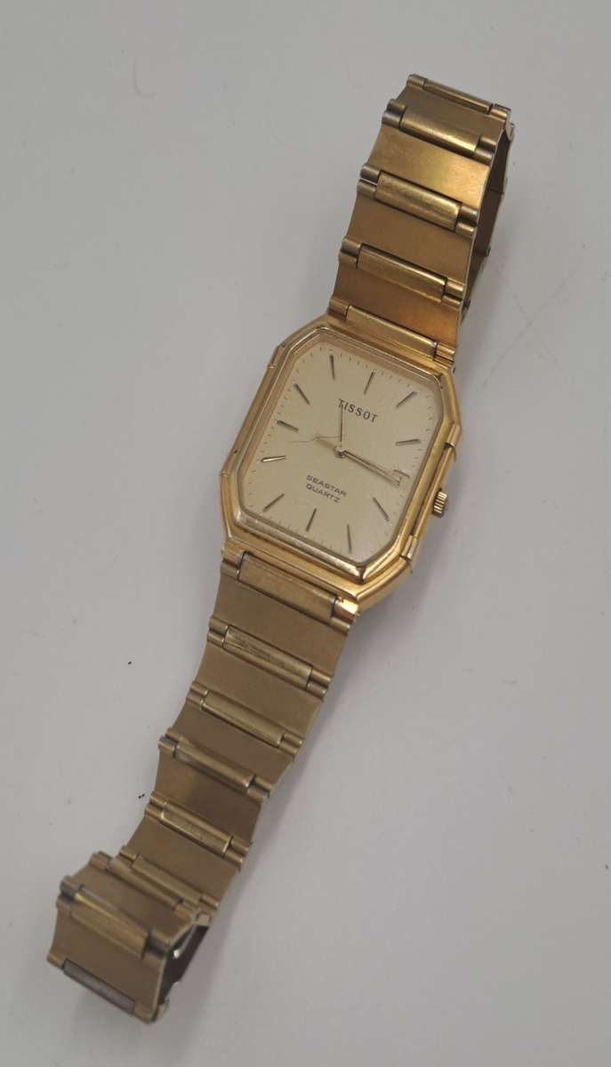 Vintage Mens Swiss Tissot Seastar FTB 356 Quartz Gold Tone watch Sapphire Glass.