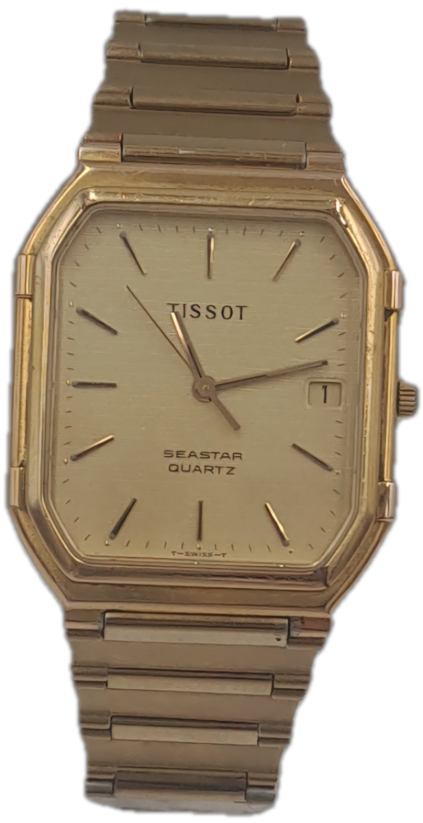 Vintage Mens Swiss Tissot Seastar FTB 356 Quartz Gold Tone watch Sapphire Glass.