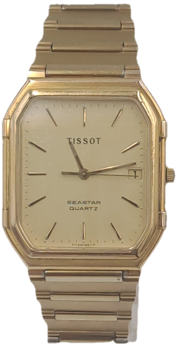 Vintage Mens Swiss Tissot Seastar FTB 356 Quartz Gold Tone watch Sapphire Glass.