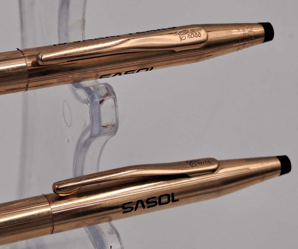 Vintage Cross  1/20 14kt rolled gold pen set Sasol 10 years Branded - In case - see condition.
