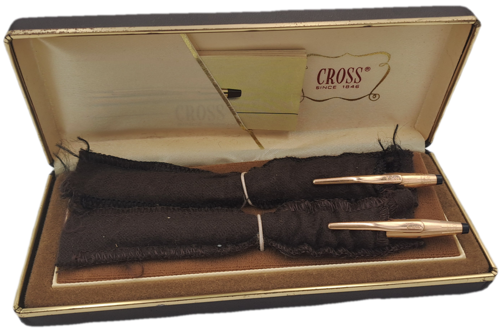 Vintage Cross  1/20 14kt rolled gold pen set Sasol 10 years Branded - In case - see condition.