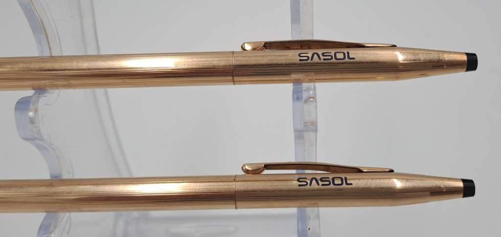 Vintage Cross  1/20 14kt rolled gold pen set Sasol 10 years Branded - In case - see condition.