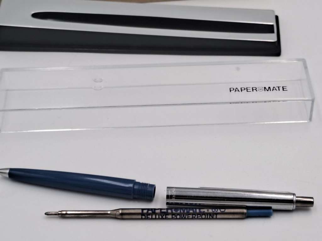 Vintage Delux power point Papermate pen still in case and Box -Branded - Made in Mexico-ink is dry.