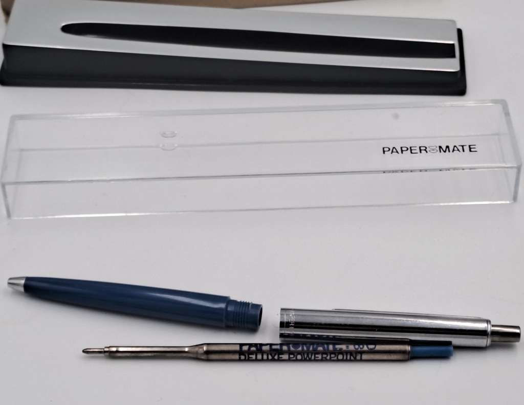 Vintage Delux power point Papermate pen still in case and Box -Branded - Made in Mexico-ink is dry.
