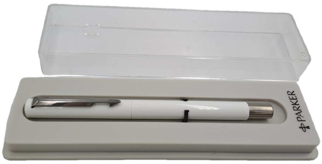 Pre-Owned White Parker Rollerball Pen - Need New Refill-in case