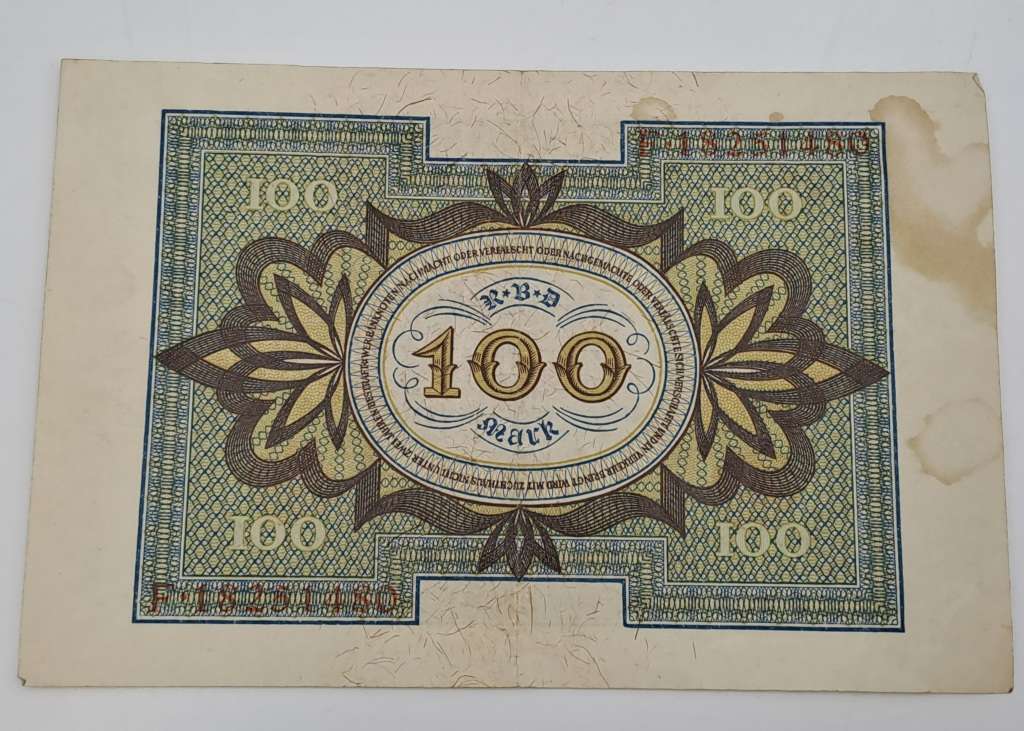 1920  Germany  Germany (1871-1948) 100 Mark Reichsbank note