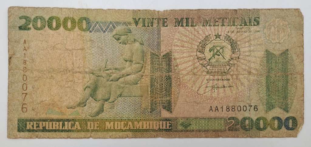 1999  Mozambique 20 000 Meticais Banknote-see condition