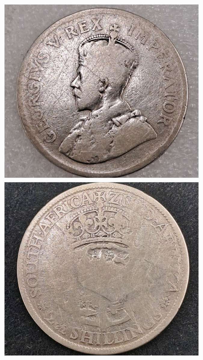 Minted between 1923-1936- one Zuid Africa Silver (.800) 2½ Shillings - George V-poor condition