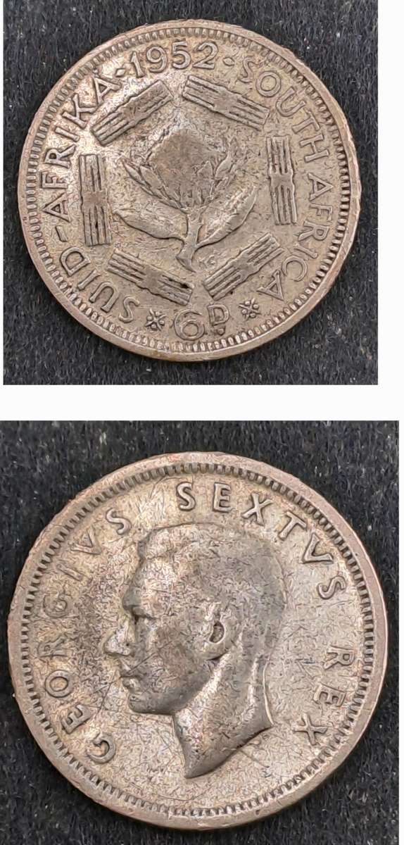 1952 South Africa Silver 6 Pence - George VI SUID AFRIKA