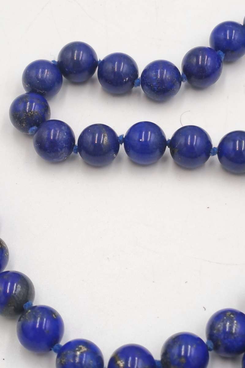 95cm Natural Lapis Lazuli Gemstone Round Bead Necklace -10mm Beads -Link Broken.