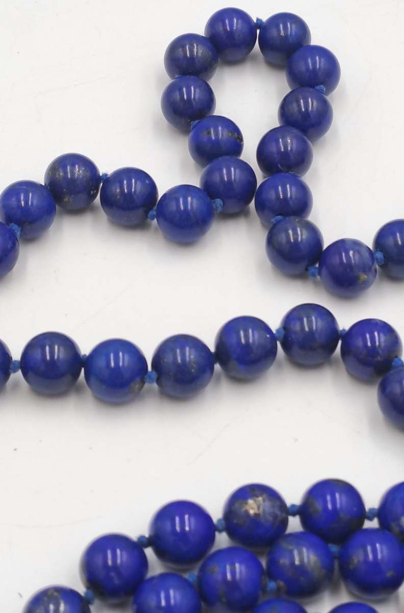 95cm Natural Lapis Lazuli Gemstone Round Bead Necklace -10mm Beads -Link Broken.