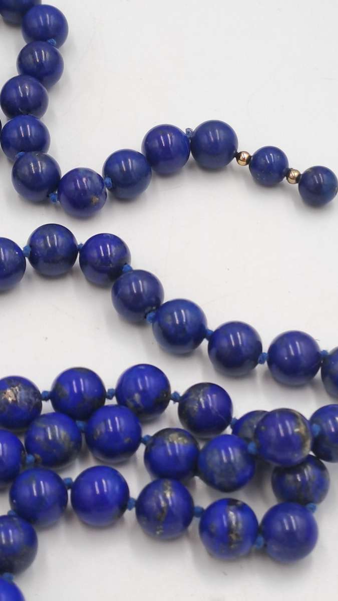 95cm Natural Lapis Lazuli Gemstone Round Bead Necklace -10mm Beads -Link Broken.