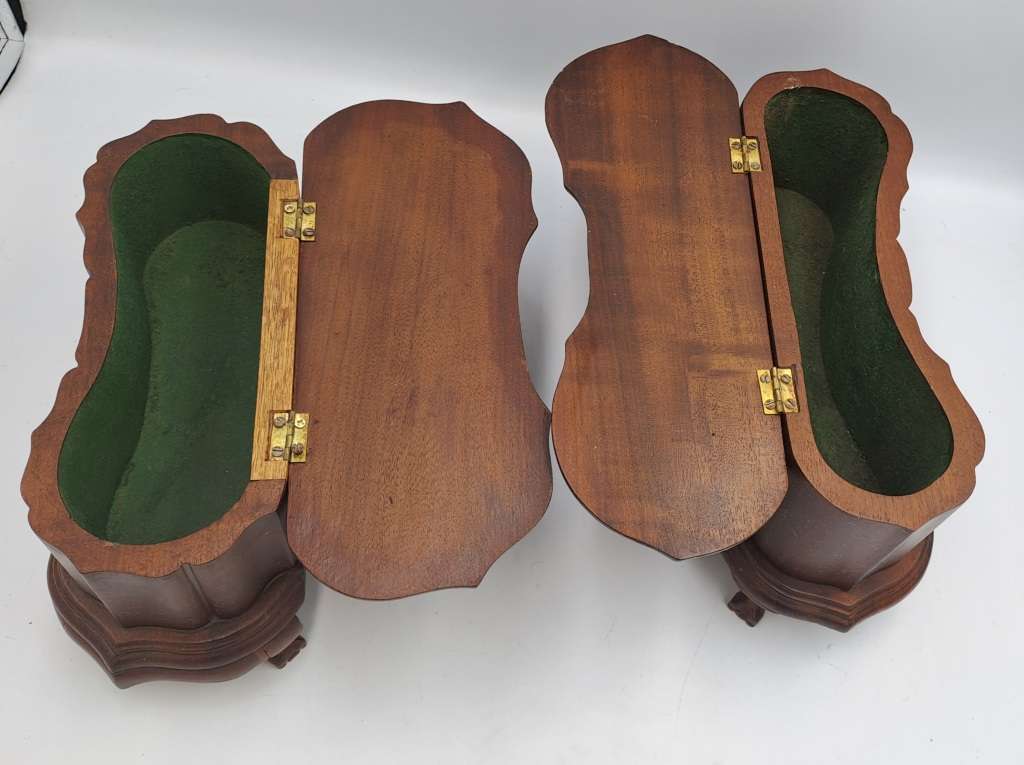 Vintage 1957 - 2 Solid Wood Jewelry Boxes Hand Made  -