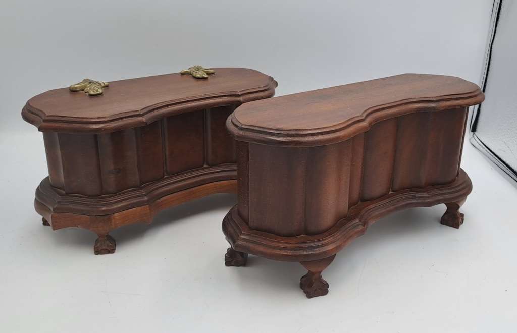 Vintage 1957 - 2 Solid Wood Jewelry Boxes Hand Made  -