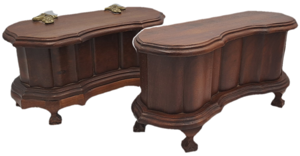 Vintage 1957 - 2 Solid Wood Jewelry Boxes Hand Made  -