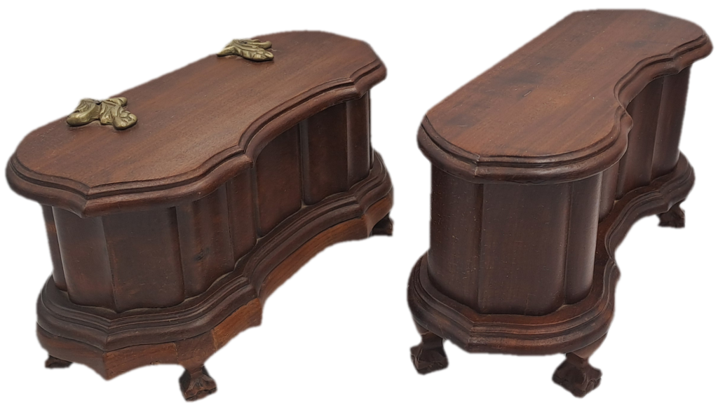 Vintage 1957 - 2 Solid Wood Jewelry Boxes Hand Made  -