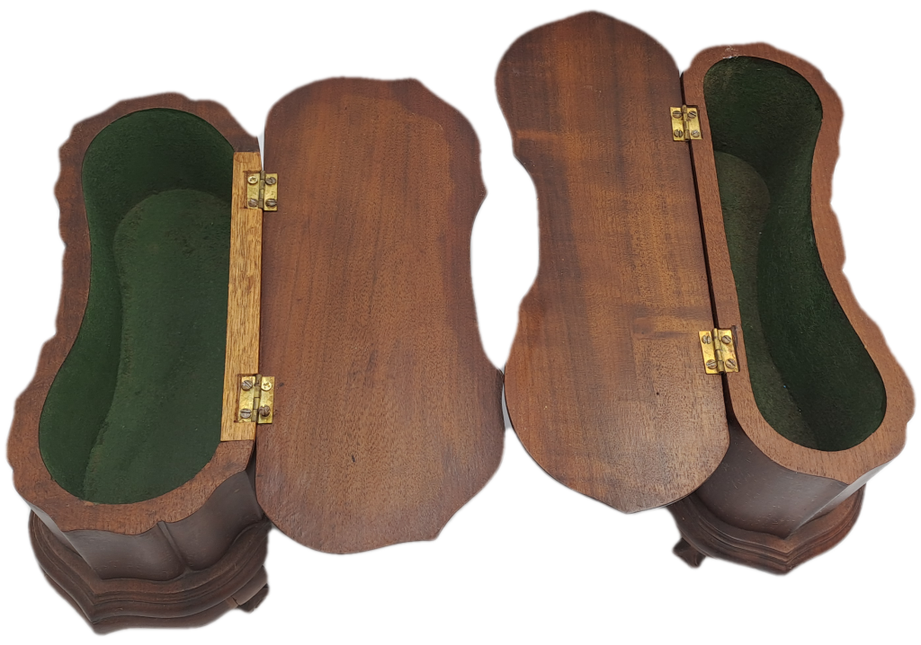 Vintage 1957 - 2 Solid Wood Jewelry Boxes Hand Made  -