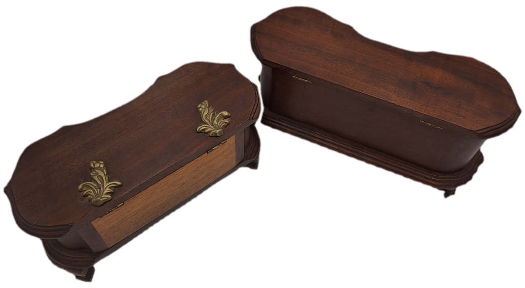 Vintage 1957 - 2 Solid Wood Jewelry Boxes Hand Made  -