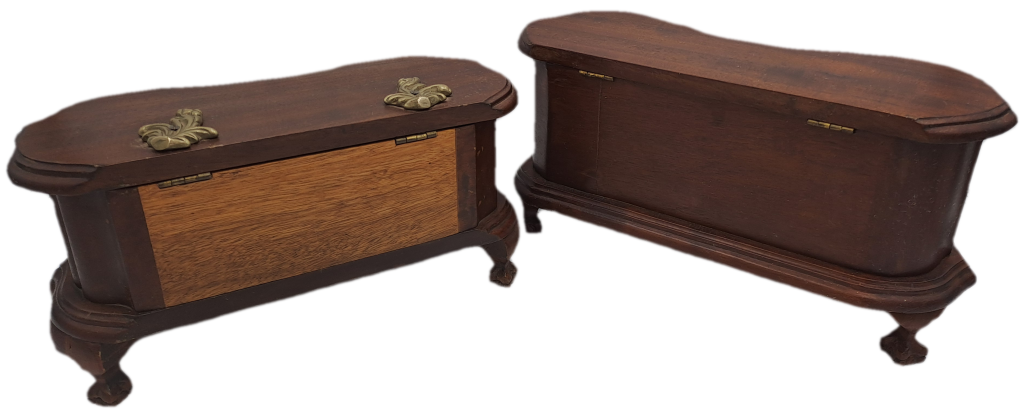 Vintage 1957 - 2 Solid Wood Jewelry Boxes Hand Made  -
