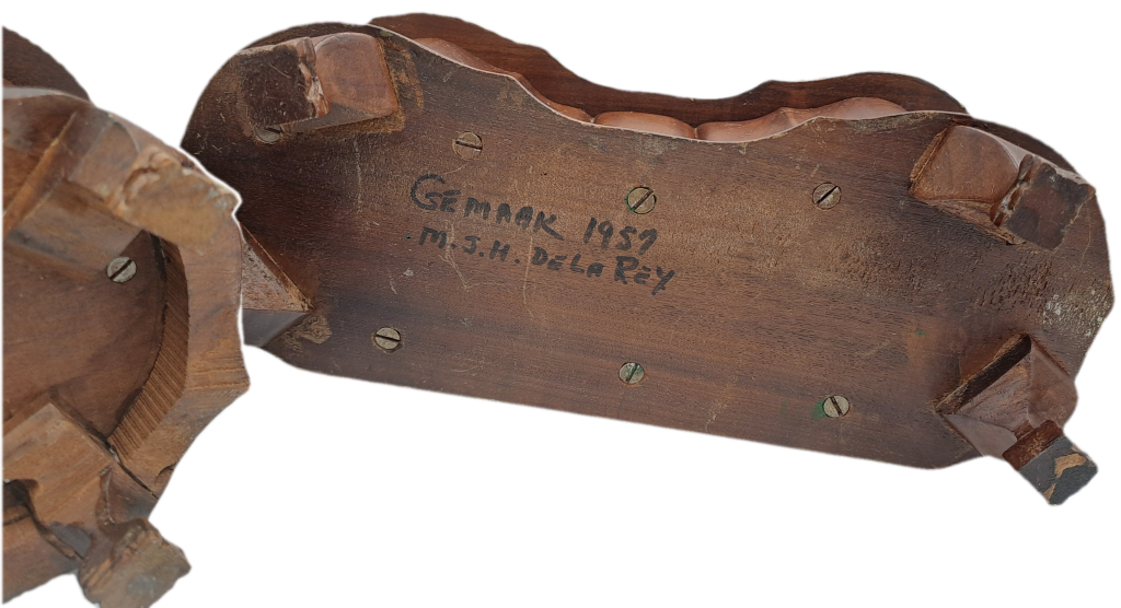 Vintage 1957 - 2 Solid Wood Jewelry Boxes Hand Made  -