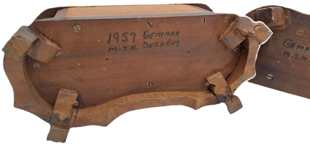 Vintage 1957 - 2 Solid Wood Jewelry Boxes Hand Made  -